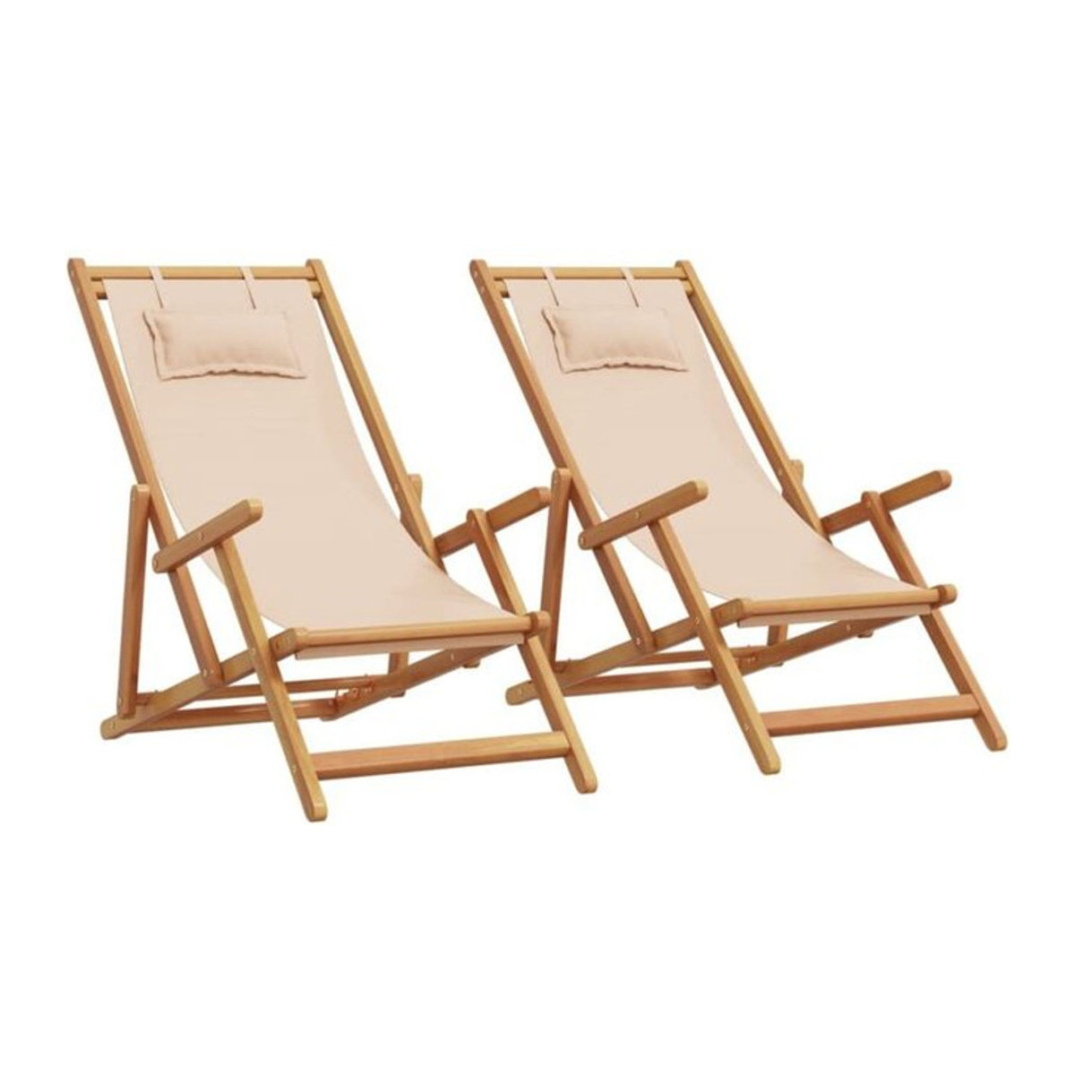 Vidaxl Klappstühle 2er Set in Beige aus Stoff und Massivholz im skandinavischen Design - Bild 1