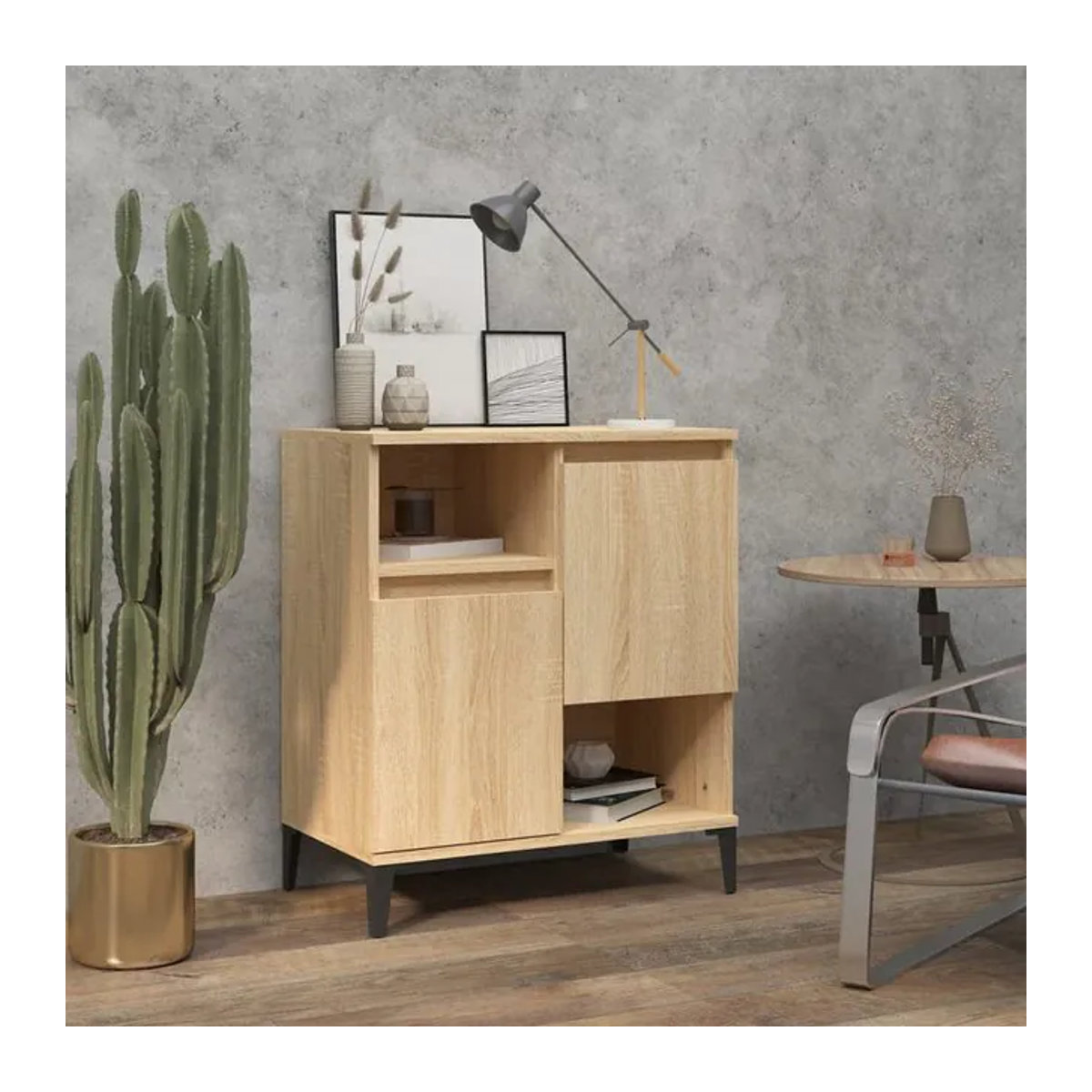 Vidaxl Kommode aus Holzwerkstoff in Eiche Natur, B/T/H: 60 x 35 x 70 cm - Bild 1