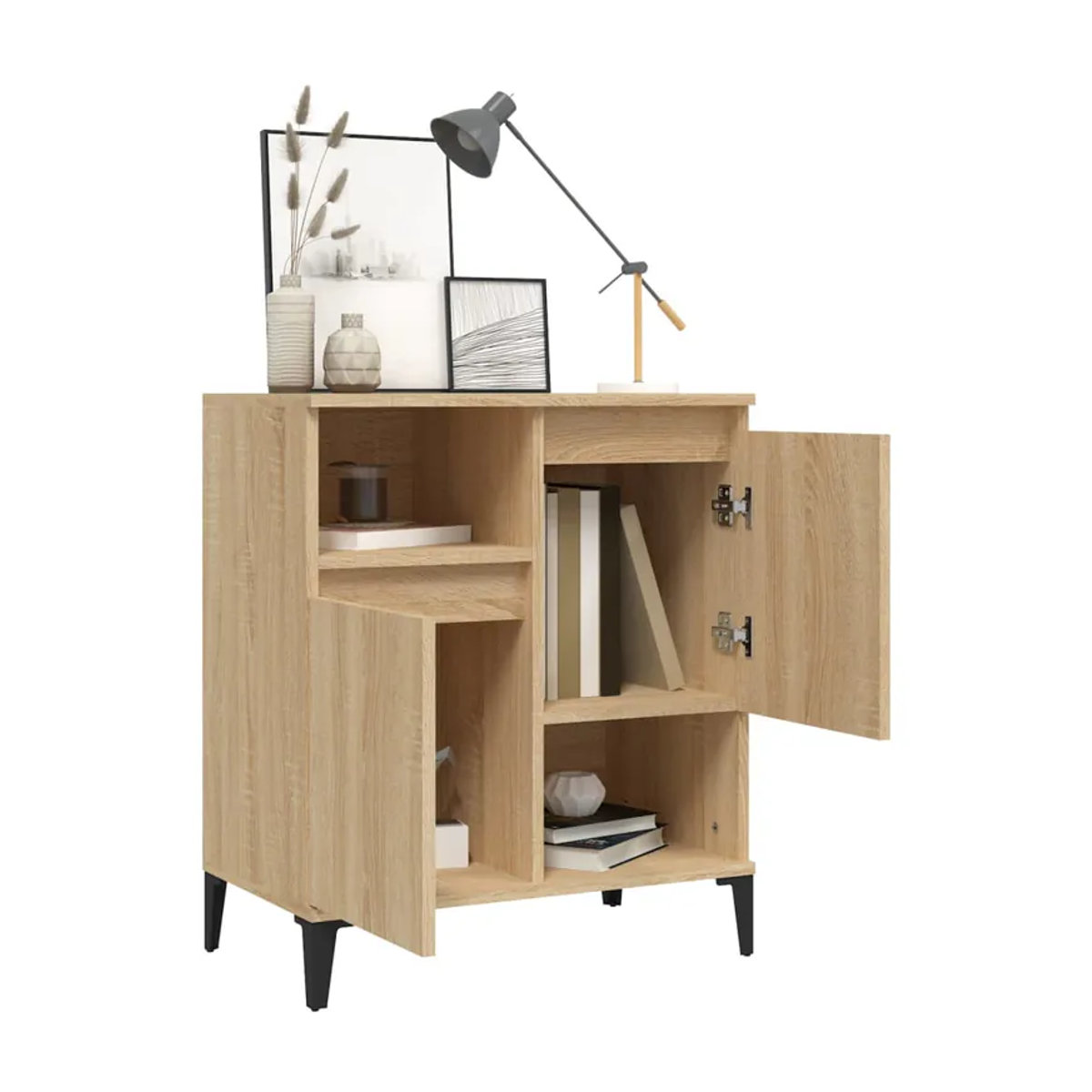 Vidaxl Kommode aus Holzwerkstoff in Eiche Natur, B/T/H: 60 x 35 x 70 cm - Bild 4
