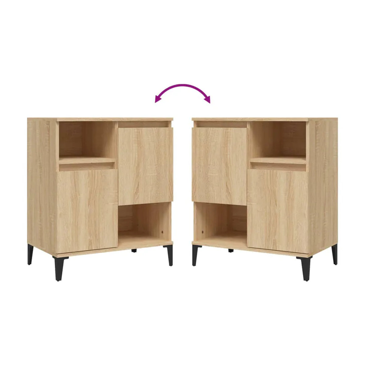 Vidaxl Kommode aus Holzwerkstoff in Eiche Natur, B/T/H: 60 x 35 x 70 cm - Bild 6