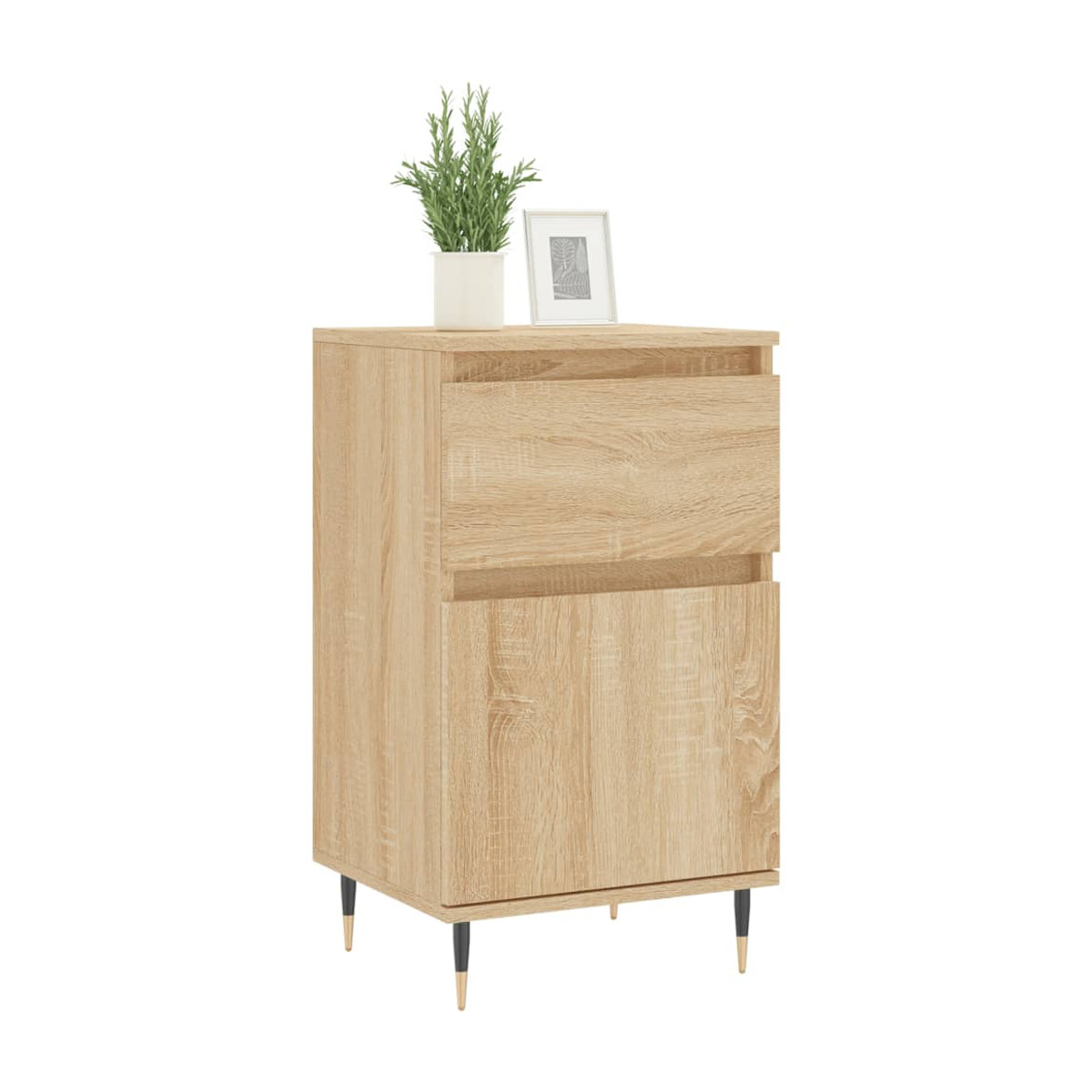Vidaxl Kommode in Eiche Natur aus Holzwerkstoff und Metall im skandinavischen Design, B/T/H: 40 x 35 x 70 cm - Bild 2
