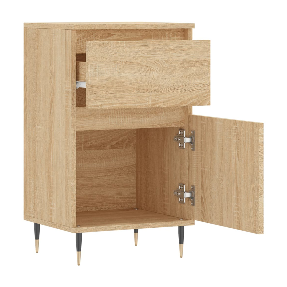 Vidaxl Kommode in Eiche Natur aus Holzwerkstoff und Metall im skandinavischen Design, B/T/H: 40 x 35 x 70 cm - Bild 3