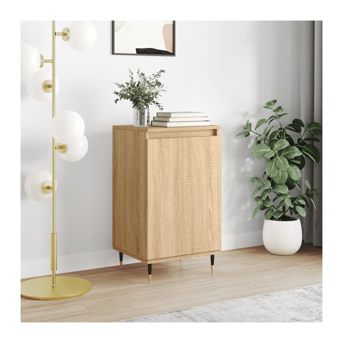 Vidaxl Kommode in Eiche Natur im modernen skandinavischen Design aus Holzwerkstoff und Metall, B/T/H: 40 x 35 x 70 cm - Bild 1