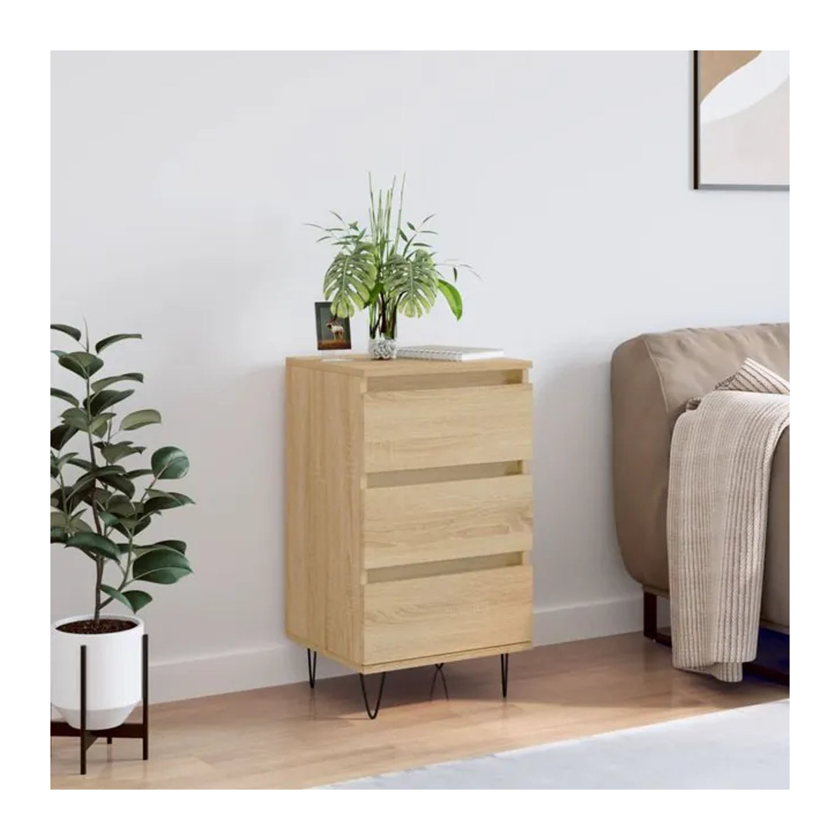 Vidaxl Kommode in Eiche Natur im modernen skandinavischen Design, B/T/H: 40 x 35 x 70 cm - Bild 1