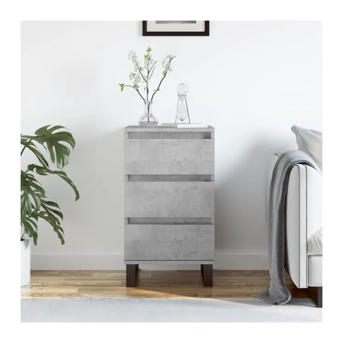 Vidaxl Kommode Modern in Grau aus Holzwerkstoff und Metall, B: 40 cm, T: 35 cm, H: 70 cm - Bild 1