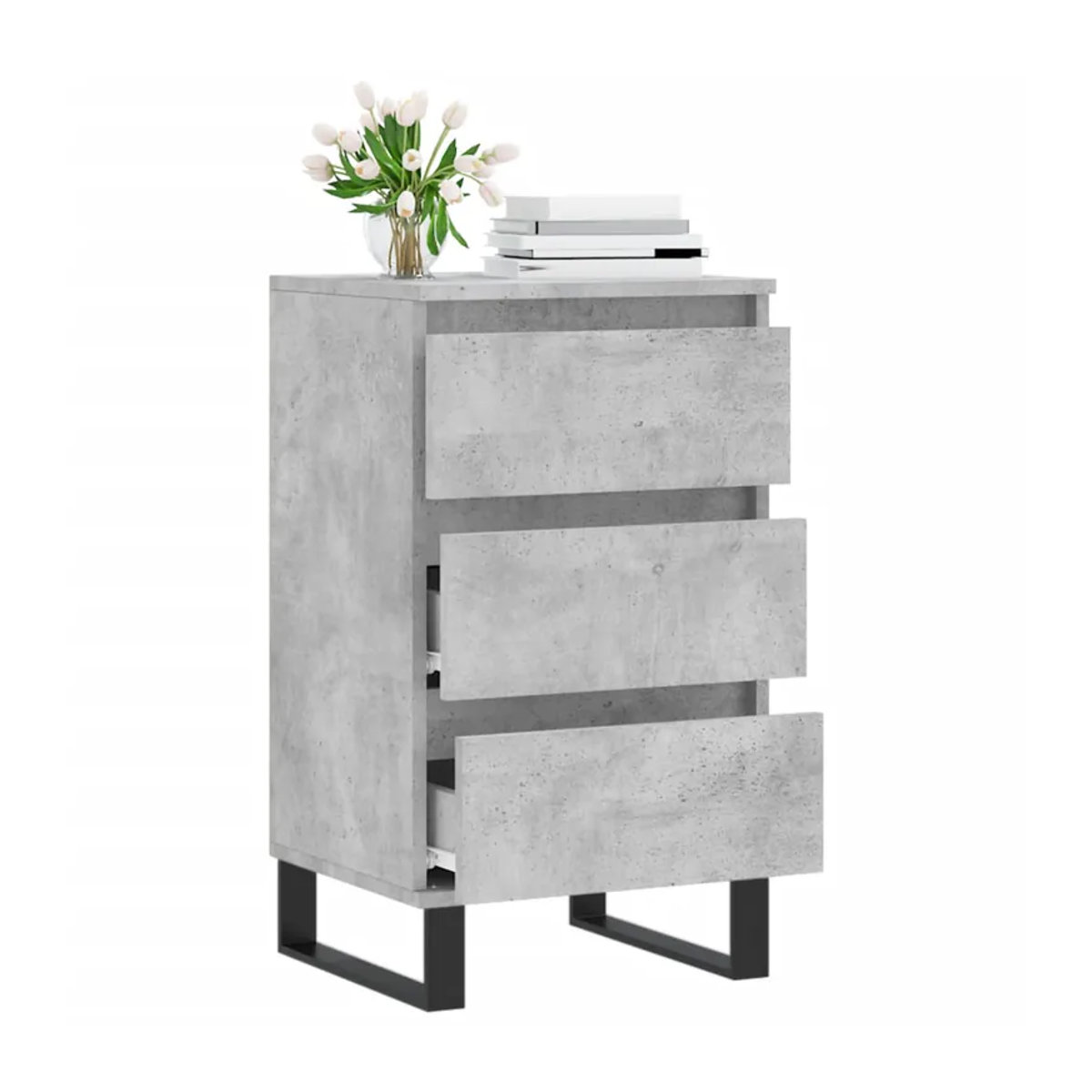 Vidaxl Kommode Modern in Grau aus Holzwerkstoff und Metall, B: 40 cm, T: 35 cm, H: 70 cm - Bild 2
