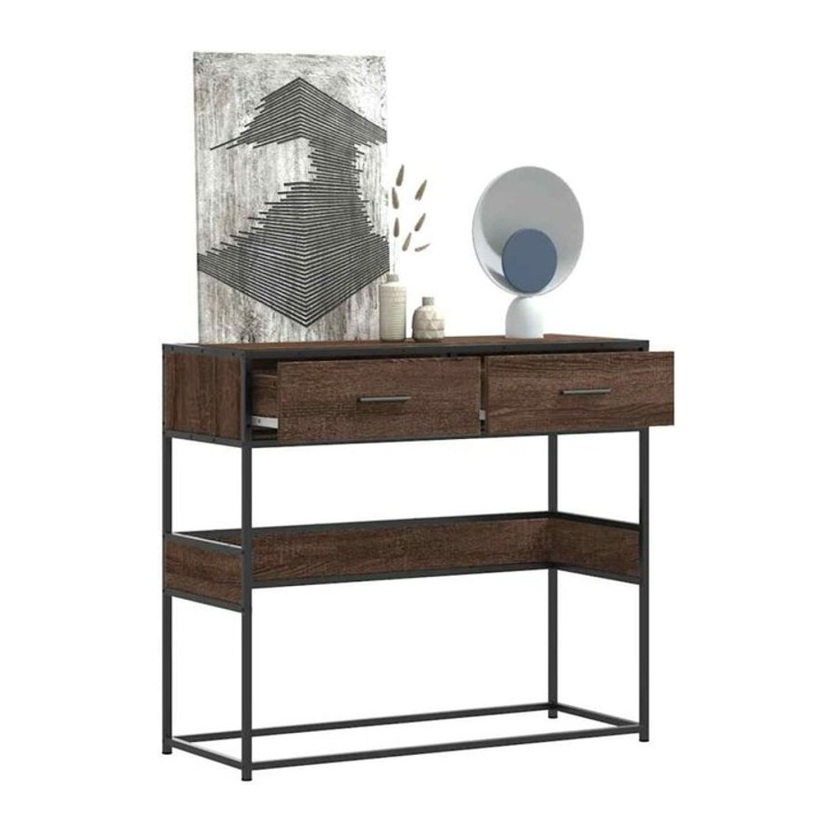 Vidaxl Konsolentisch in Industrial Design, Braun, B/T/H: 90 x 35 x 80 cm - Bild 1
