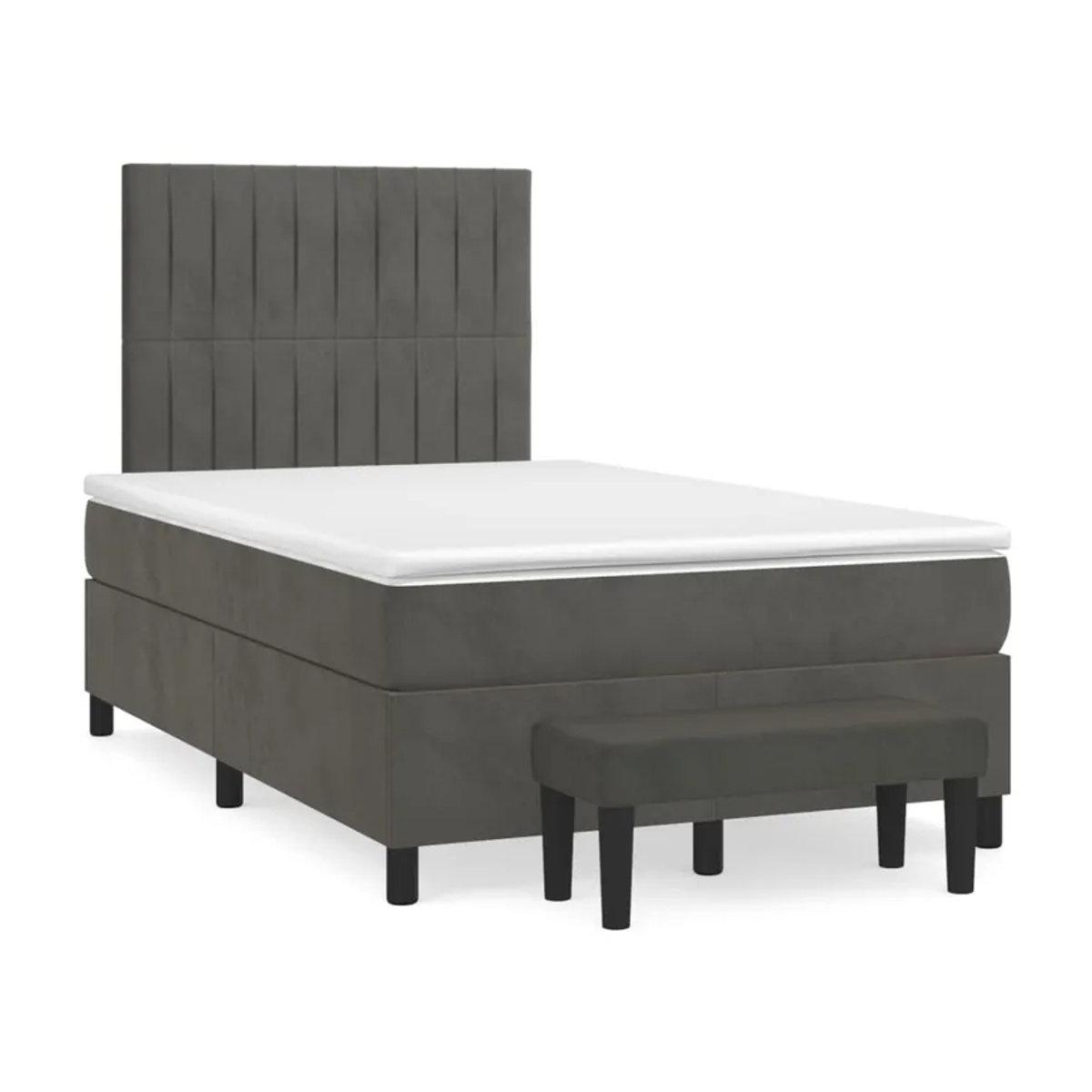 Vidaxl Kontinentalbett mit Matratze in Anthrazit und Grau aus Samt, B/T: 120 x 200 cm - Bild 2