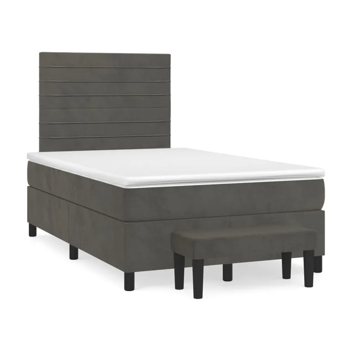 Vidaxl Kontinentalbett mit Matratze in Anthrazit und Grau aus Samt, B/T/H: 120 x 200 cm - Bild 2