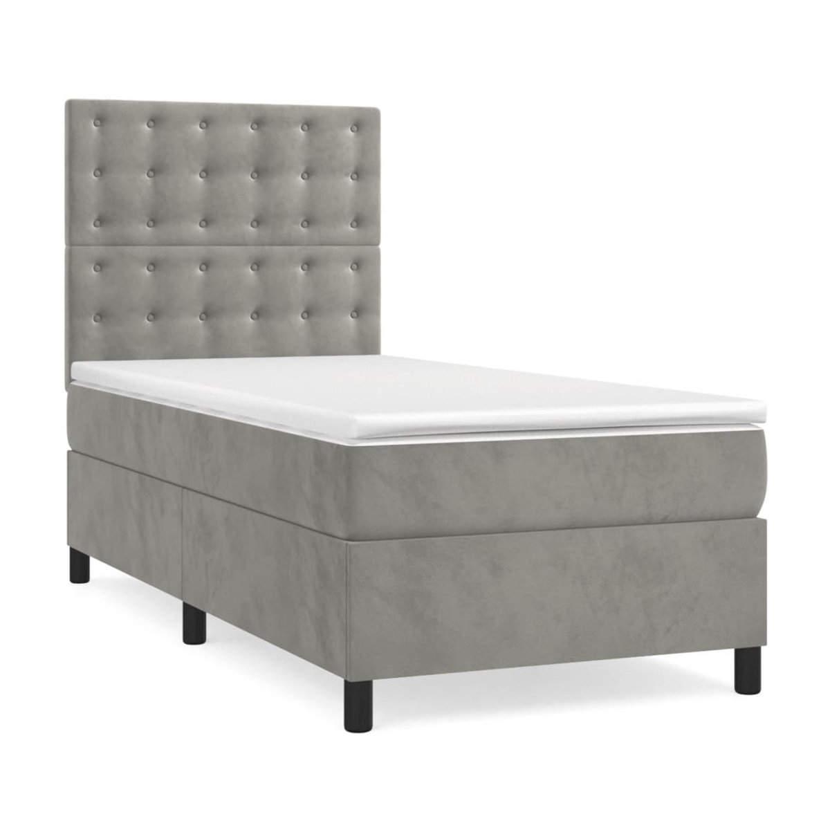 Vidaxl Kontinentalbett mit Matratze und LED in Grau aus Samt, B/T: 100 x 200 cm - Bild 2