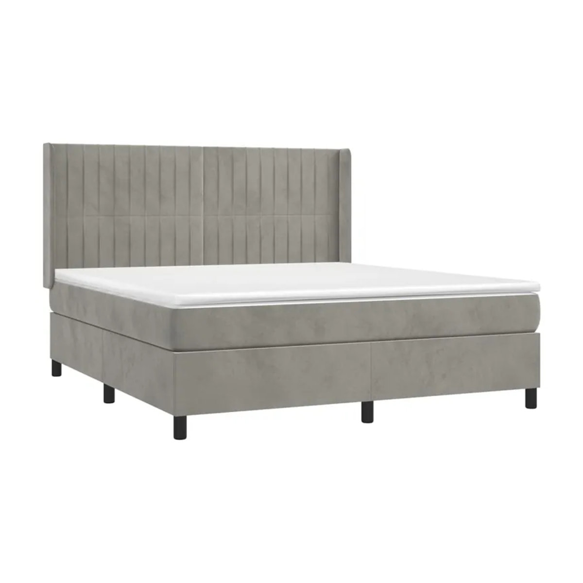 Vidaxl Kontinentalbett mit Matratze und LED in Grau aus Samt, B/T: 180 x 200 cm - Bild 4