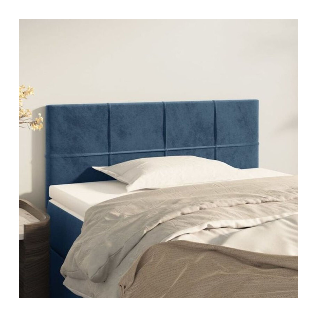 Vidaxl Kopfteil aus Samt in Dunkelblau, Modernes Design, H x B x T: 78-88 x 80 x 5 cm - Bild 1