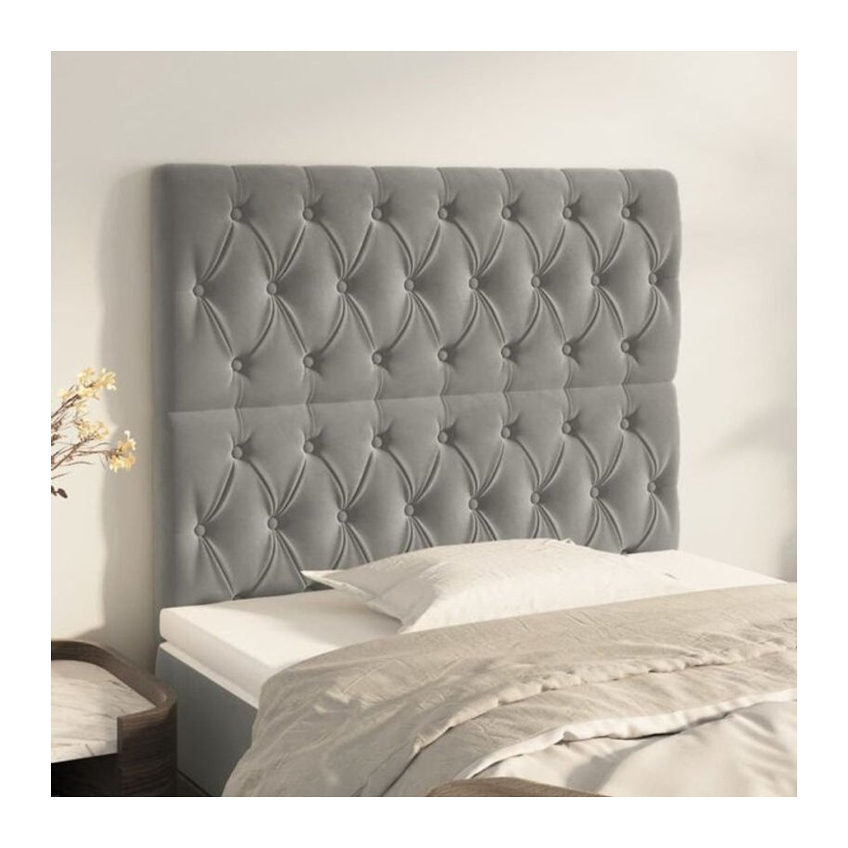 Vidaxl Kopfteile 2er Set in Grau aus Samt, Klassisch, B: 100 cm, H: 78-88 cm, T: 7 cm - Bild 1