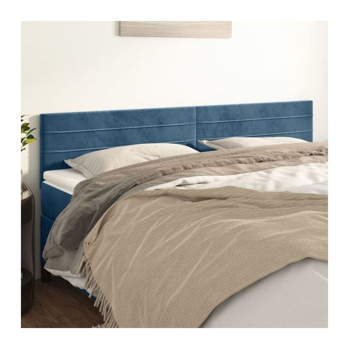 Vidaxl Kopfteile Set 2 Stück aus Samt in Blau, Modern und Klassisch, B/H: 100 x 78/88 cm, Tiefe: 5 cm - Bild 1