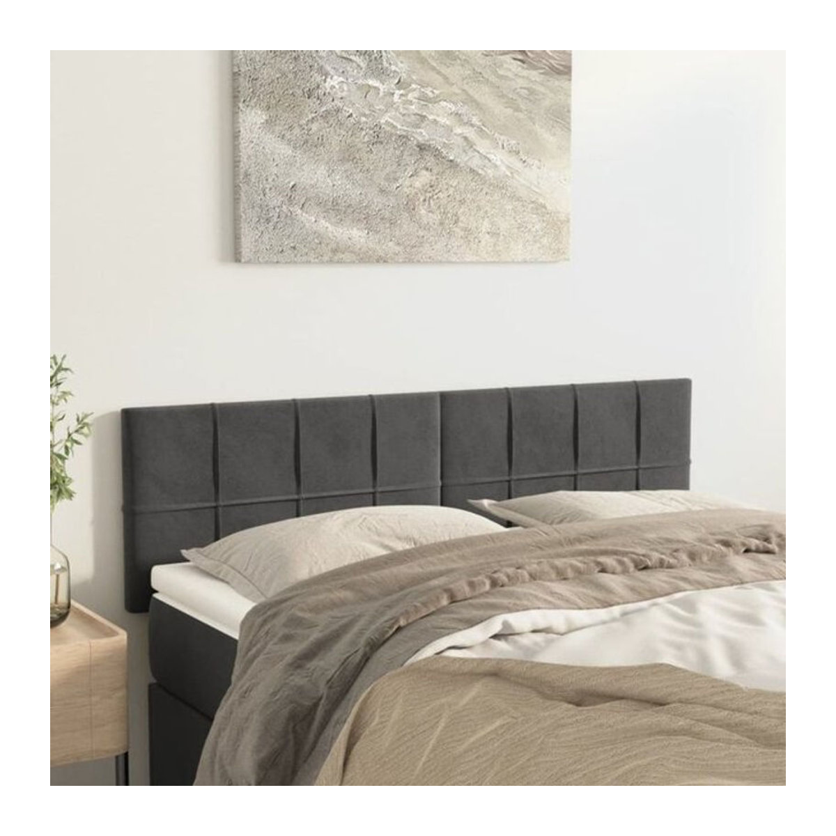 Vidaxl Kopfteile Set 2 Stück aus Samt in Dunkelgrau Anthrazit H: 78-88 cm, B: 72 cm, T: 5 cm - Bild 1