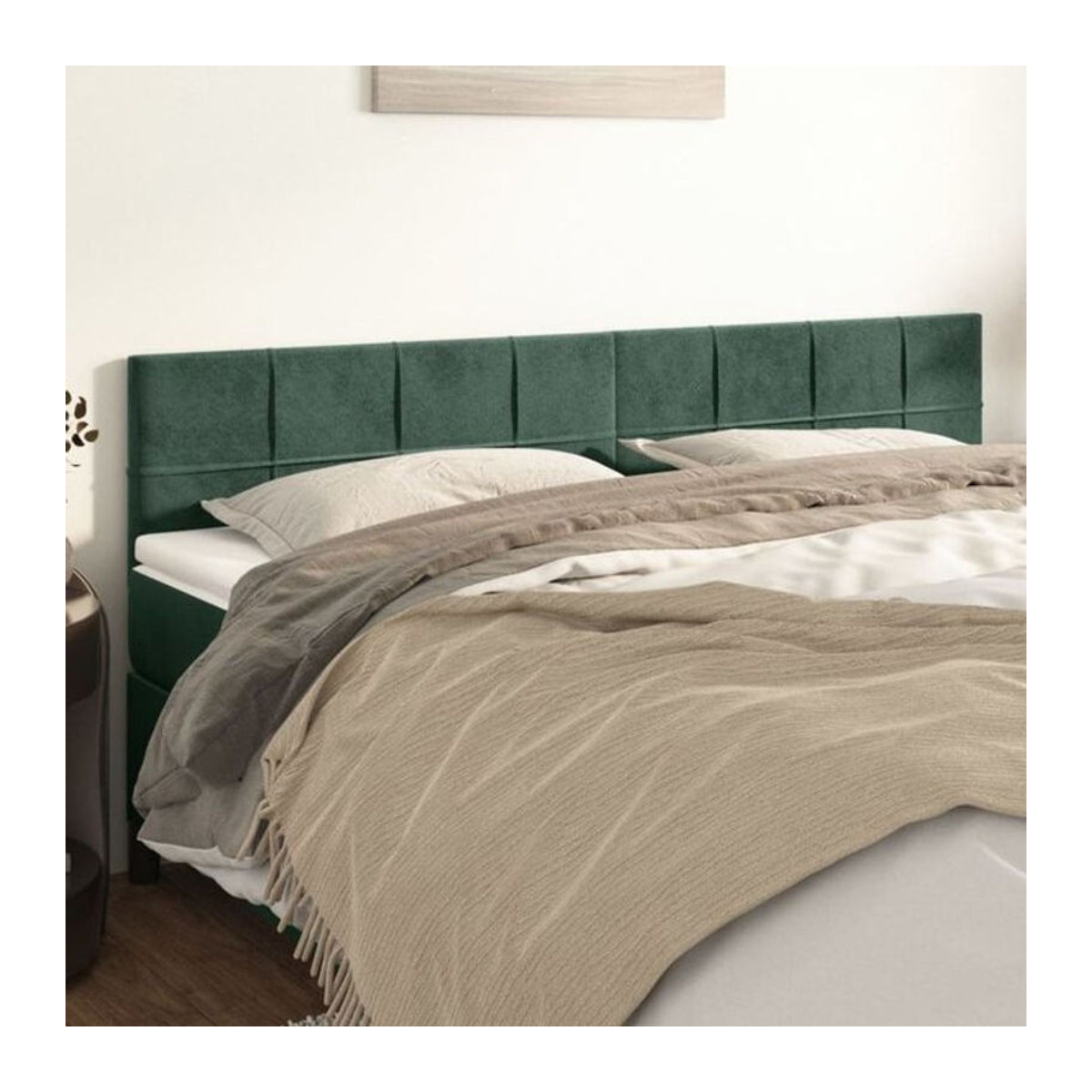 Vidaxl Kopfteile Set 2 Stück aus Samt in Dunkelgrün, Modern und Klassisch, B/H: 90 x 78/88 cm, Tiefe: 5 cm - Bild 1