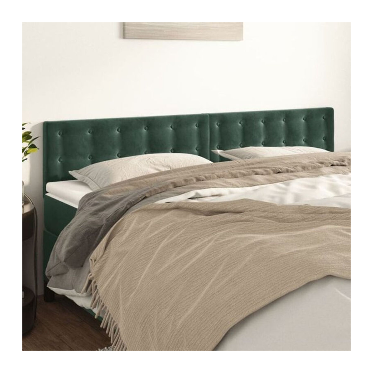 Vidaxl Kopfteile Set 2 Stück in Dunkelgrün aus Samt, Modern und Klassisch, B/H: 100 x 78/88 cm, Tiefe: 5 cm - Bild 1