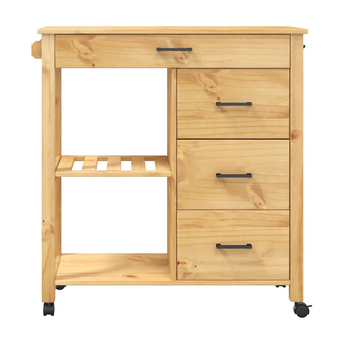 Vidaxl Küchenwagen Monza aus massivem Kiefernholz in Natur, Landhausstil und Skandinavisch, B/T/H: 84 x 40 x 90 cm - Bild 2