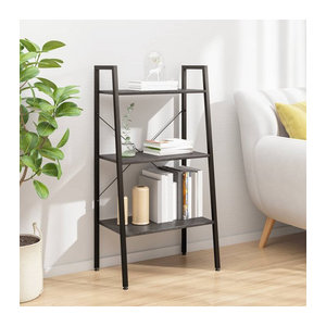 Vidaxl Leiterregal aus Metall im Industrial Design, Schwarz, B: 56 cm, T: 35 cm, H: 108 cm