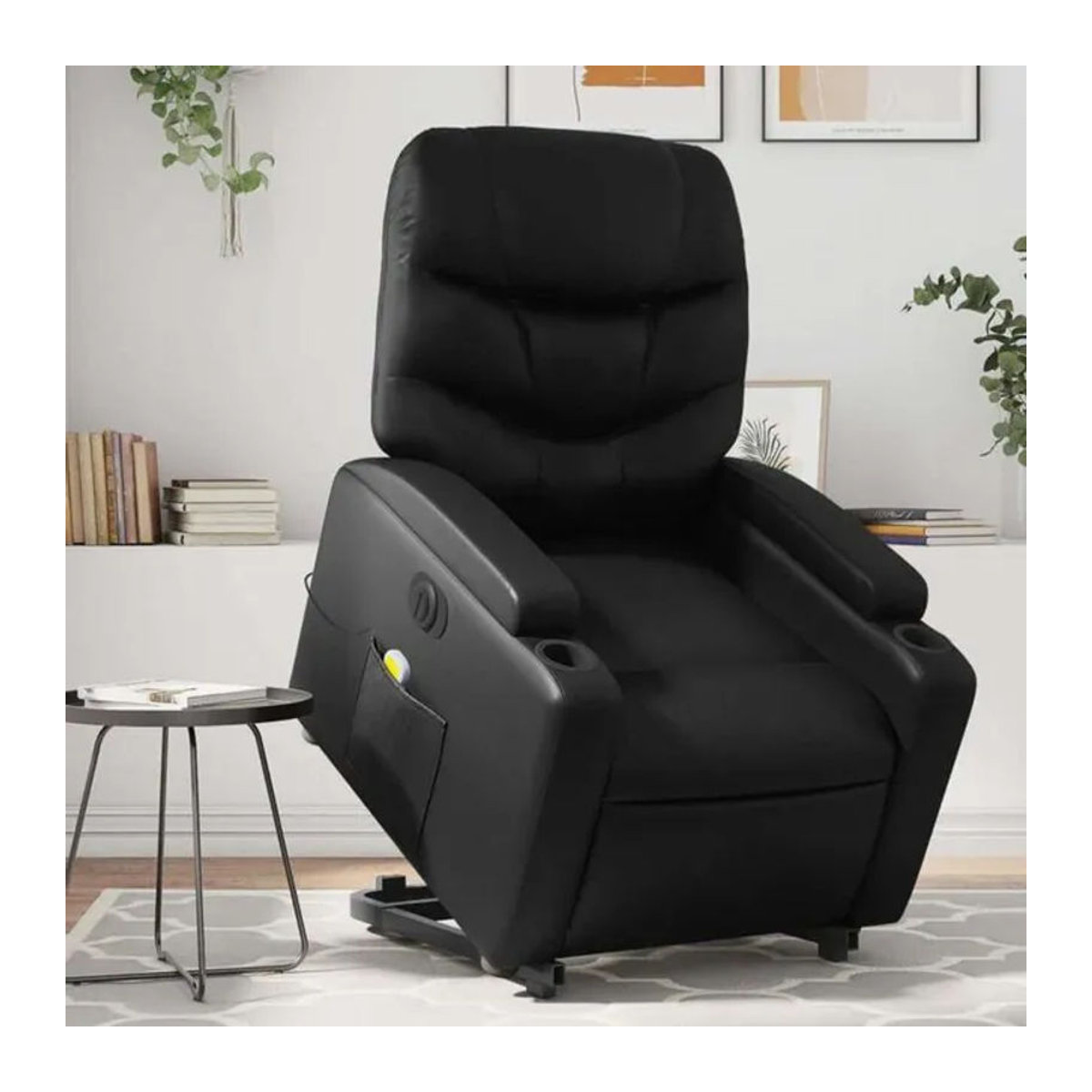 Vidaxl Massagesessel mit elektrischer Aufstehhilfe in Schwarz aus Kunstleder und Metall - Bild 1