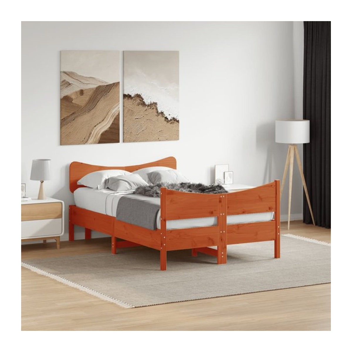 Vidaxl Massivholzbett aus Kiefer im Landhausstil, Braun, B/T: 120 x 190 cm - Bild 1