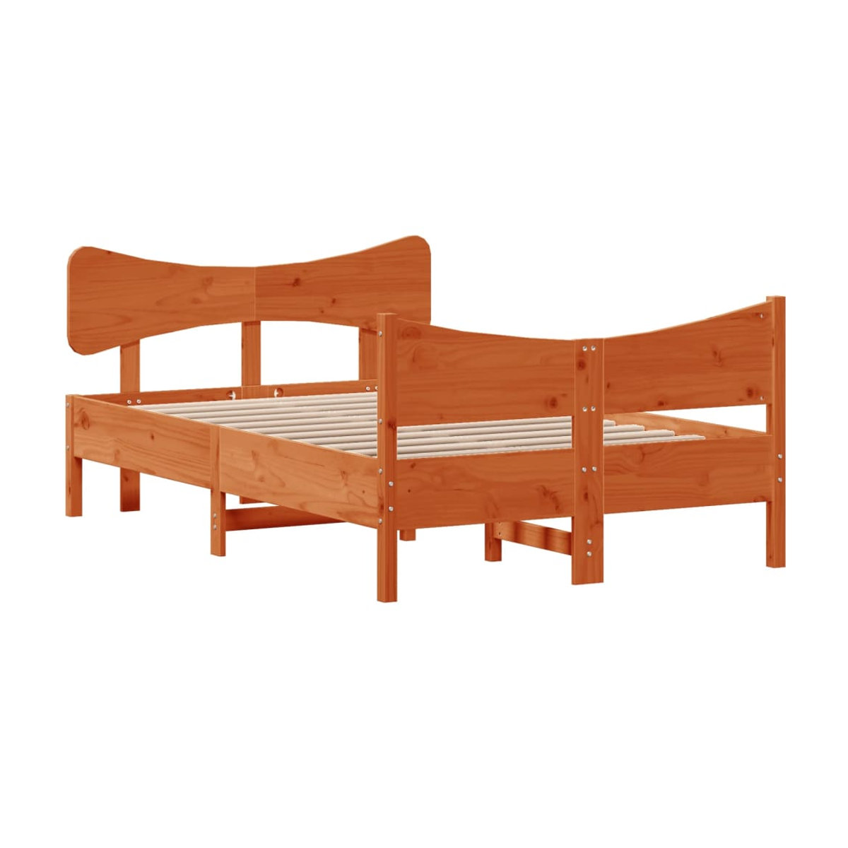 Vidaxl Massivholzbett aus Kiefer im Landhausstil, Braun, B/T: 120 x 190 cm - Bild 3