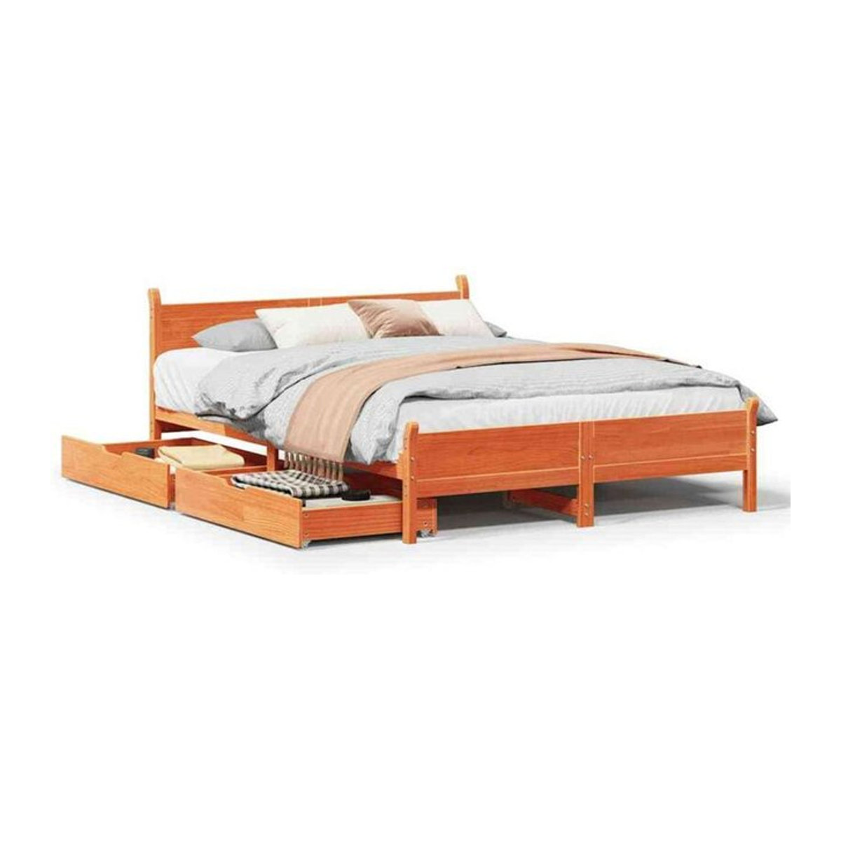 Vidaxl Massivholzbett aus Kiefer im Landhausstil, Braun, B/T/H: 120 x 190 cm - Bild 1