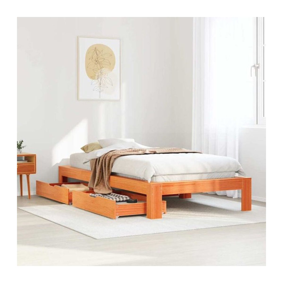 Vidaxl Massivholzbett aus Kiefer in Braun, B/T/H: 90 x 190 cm - Bild 1