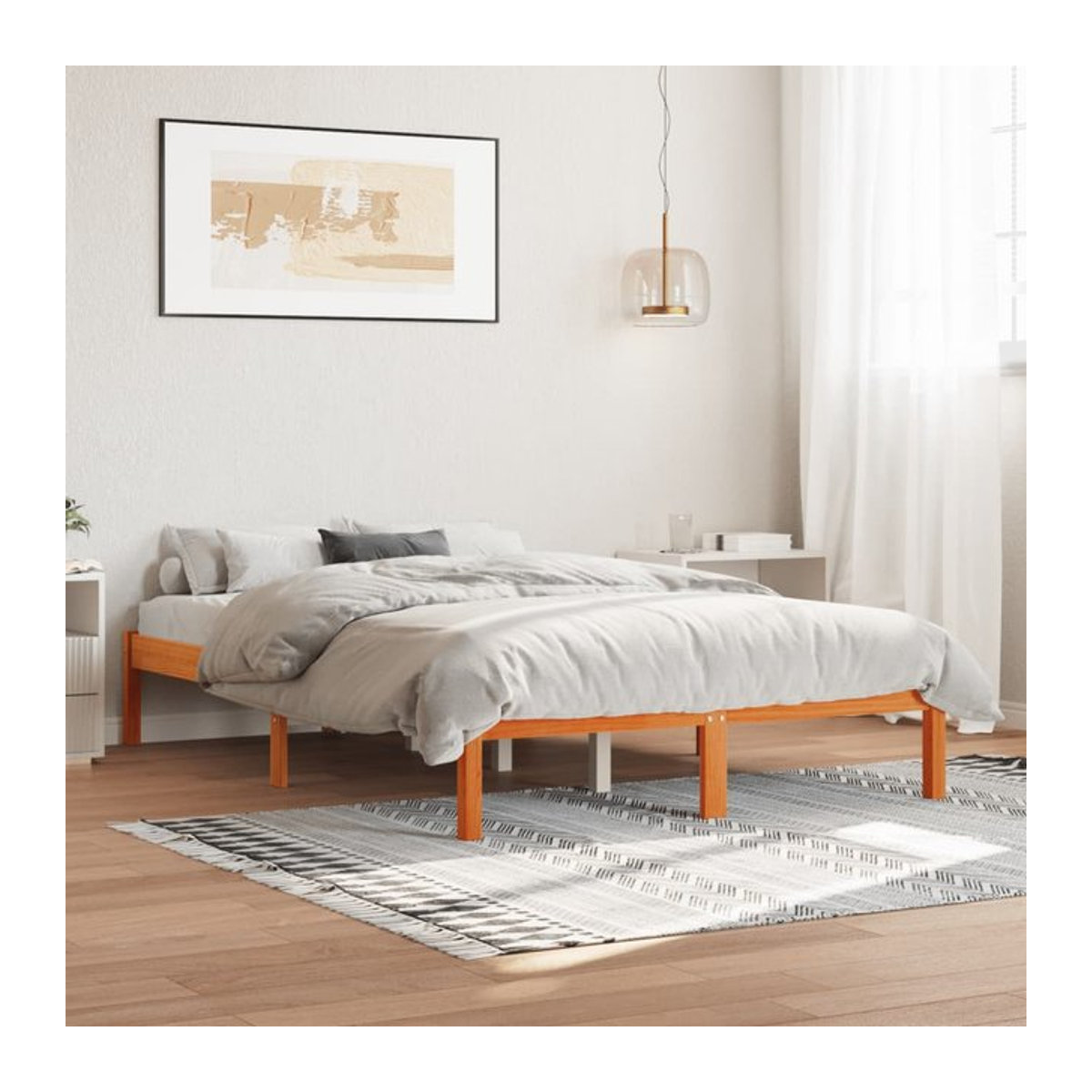 Vidaxl Massivholzbett aus Kiefer in Braun im Landhausstil, B/T/H: 120 x 190 cm - Bild 1