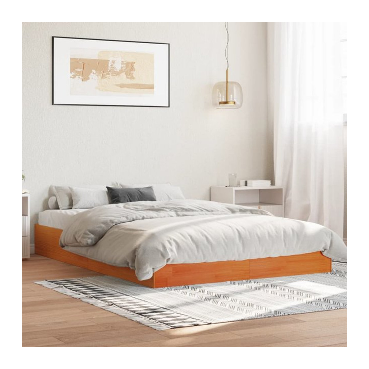 Vidaxl Massivholzbett aus Kiefer in Braun im Landhausstil, B/T/H: 120 x 190 cm - Bild 1