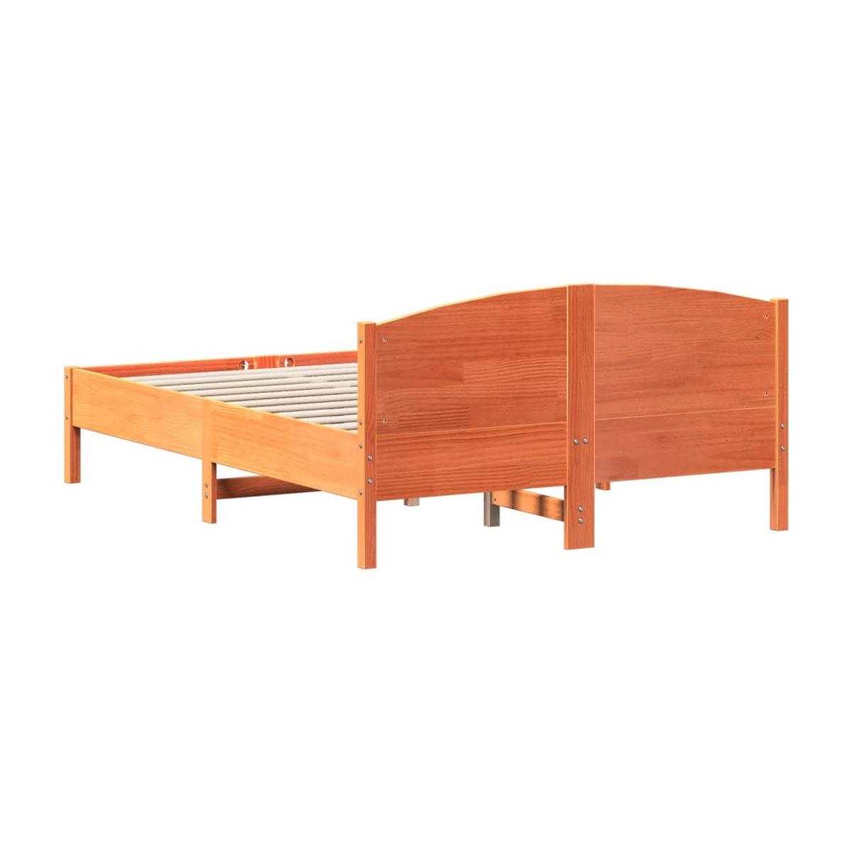 Vidaxl Massivholzbett aus Kiefer in Braun im Landhausstil, B/T/H: 120 x 190 cm - Bild 3