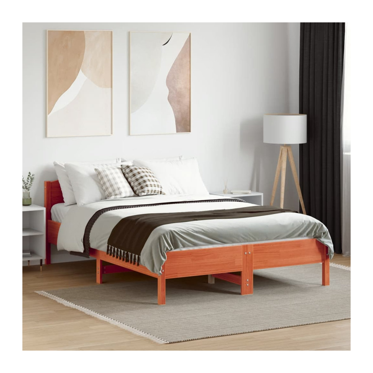 Vidaxl Massivholzbett aus Kiefer in Braun im Landhausstil, B/T/H: 120 x 190 cm - Bild 5