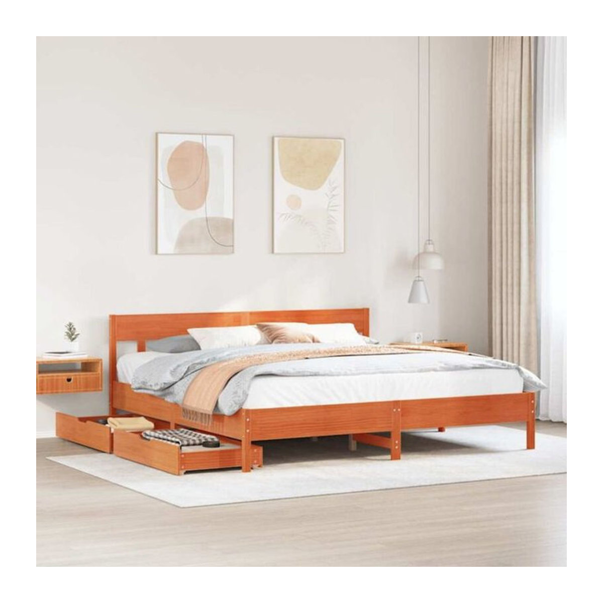 Vidaxl Massivholzbett aus Kiefer in Braun im Landhausstil B/T/H: 180 x 200 cm - Bild 1
