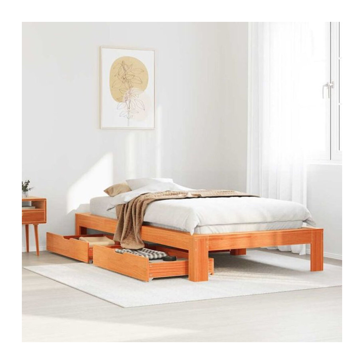 VIDAXL Massivholzbett aus Kiefer in Braun im Landhausstil, B/T/H: 75 x 190 x 96,5 x 32 cm - Bild 1