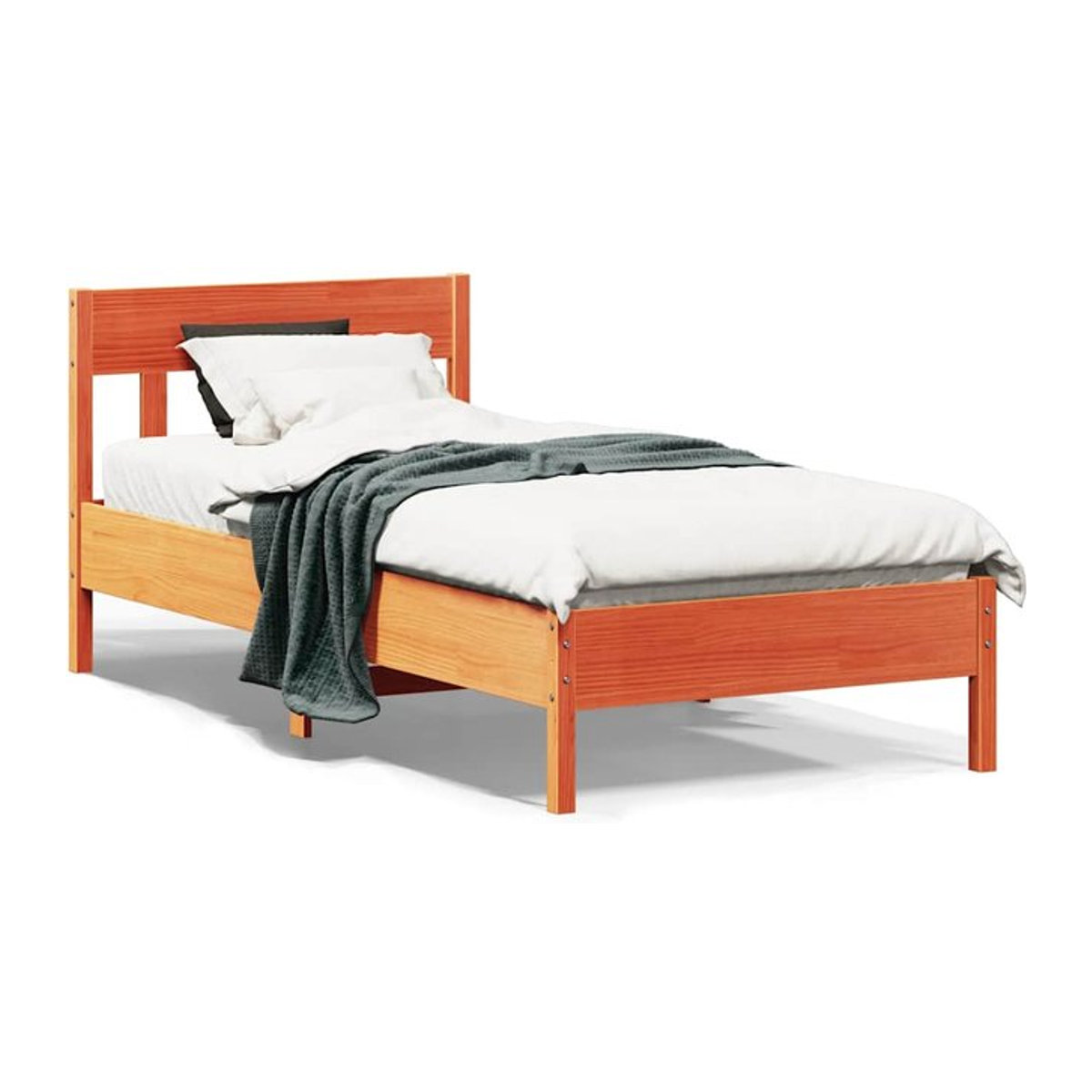 Vidaxl Massivholzbett aus Kiefer in Braun, Landhausstil, B/H: 75 x 190 cm - Bild 1
