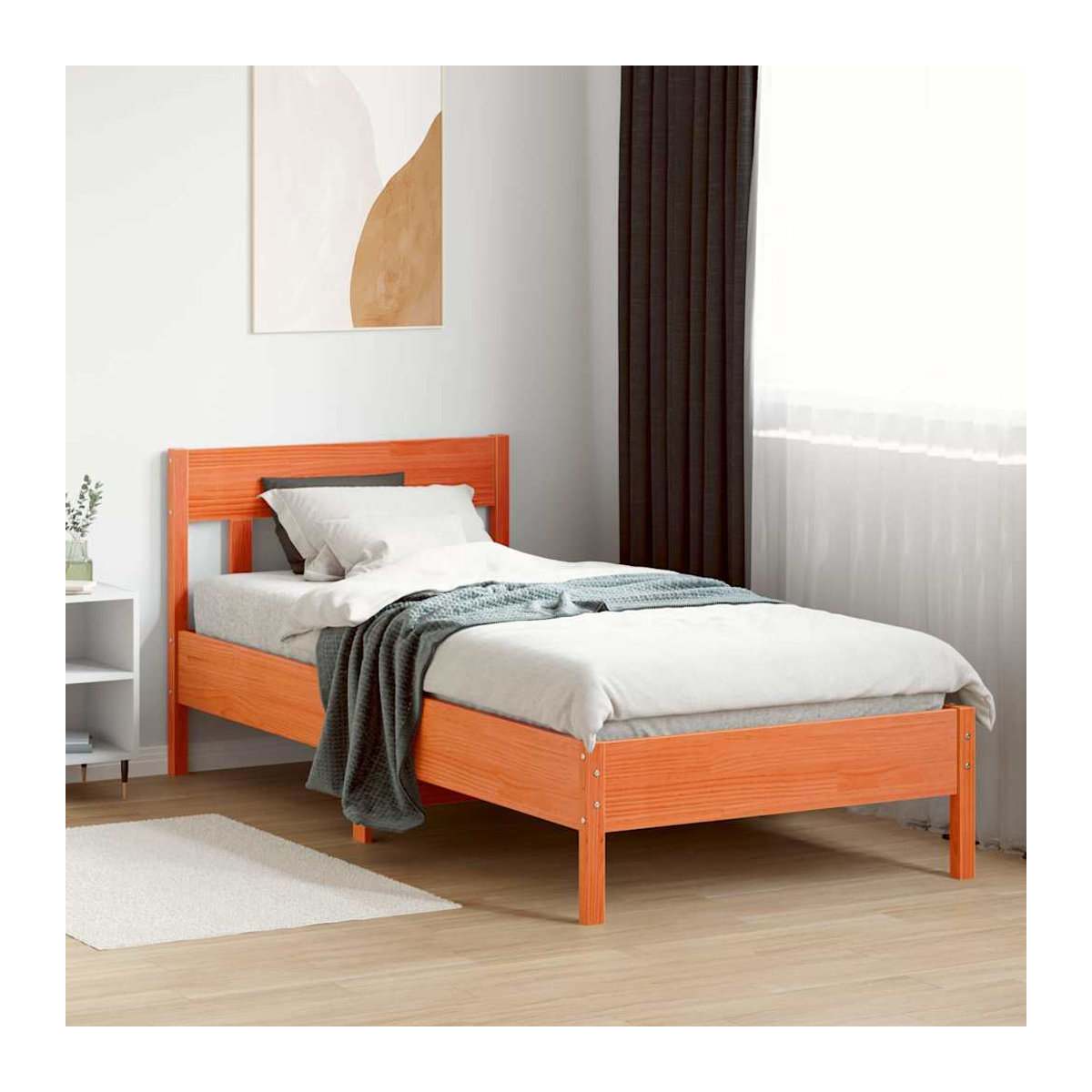 Vidaxl Massivholzbett aus Kiefer in Braun, Landhausstil, B/H: 75 x 190 cm - Bild 5