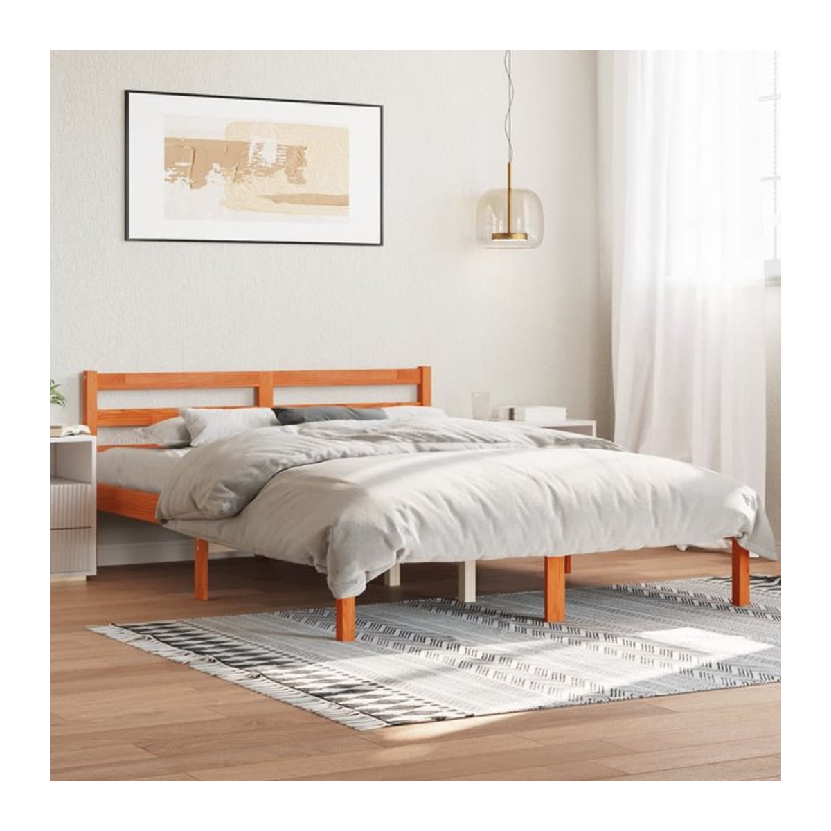 Vidaxl Massivholzbett aus Kiefer in Braun, Modernes Bettgestell ohne Matratze, B/L: 120 x 190 cm - Bild 1