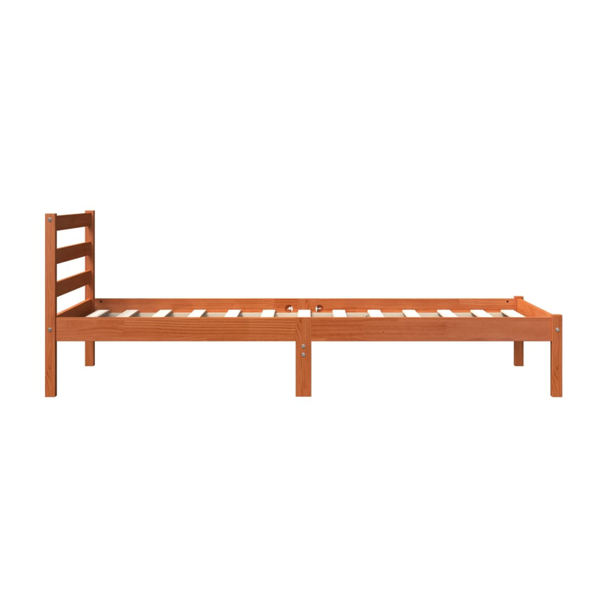 Vidaxl Massivholzbett aus Kiefer in Braun, Modernes Bettgestell ohne Matratze, B/L: 75 x 190 cm - Bild 4