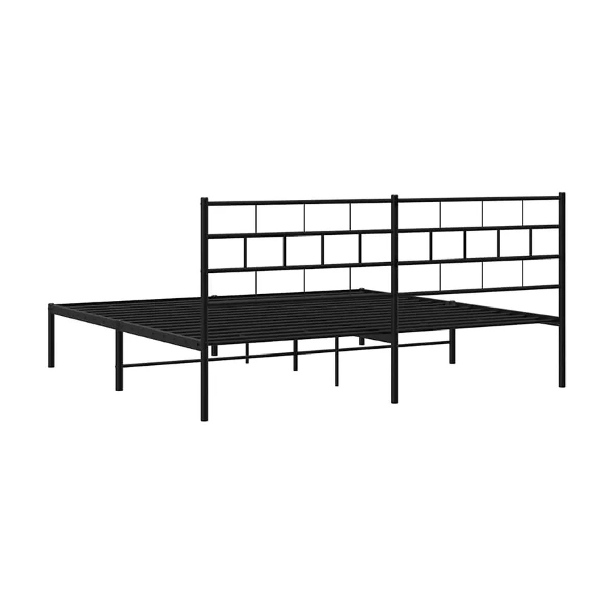 Vidaxl Metall-Bettgestell mit Kopfteil in Schwarz, B/T: 193 x 203 cm - Bild 2