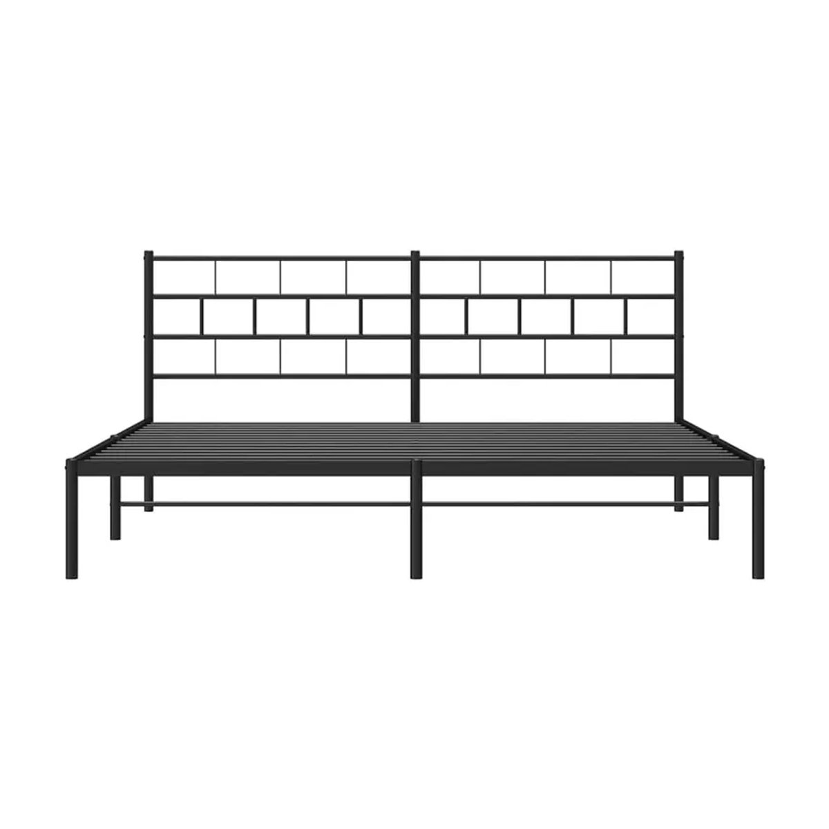 Vidaxl Metall-Bettgestell mit Kopfteil in Schwarz, B/T: 193 x 203 cm - Bild 4