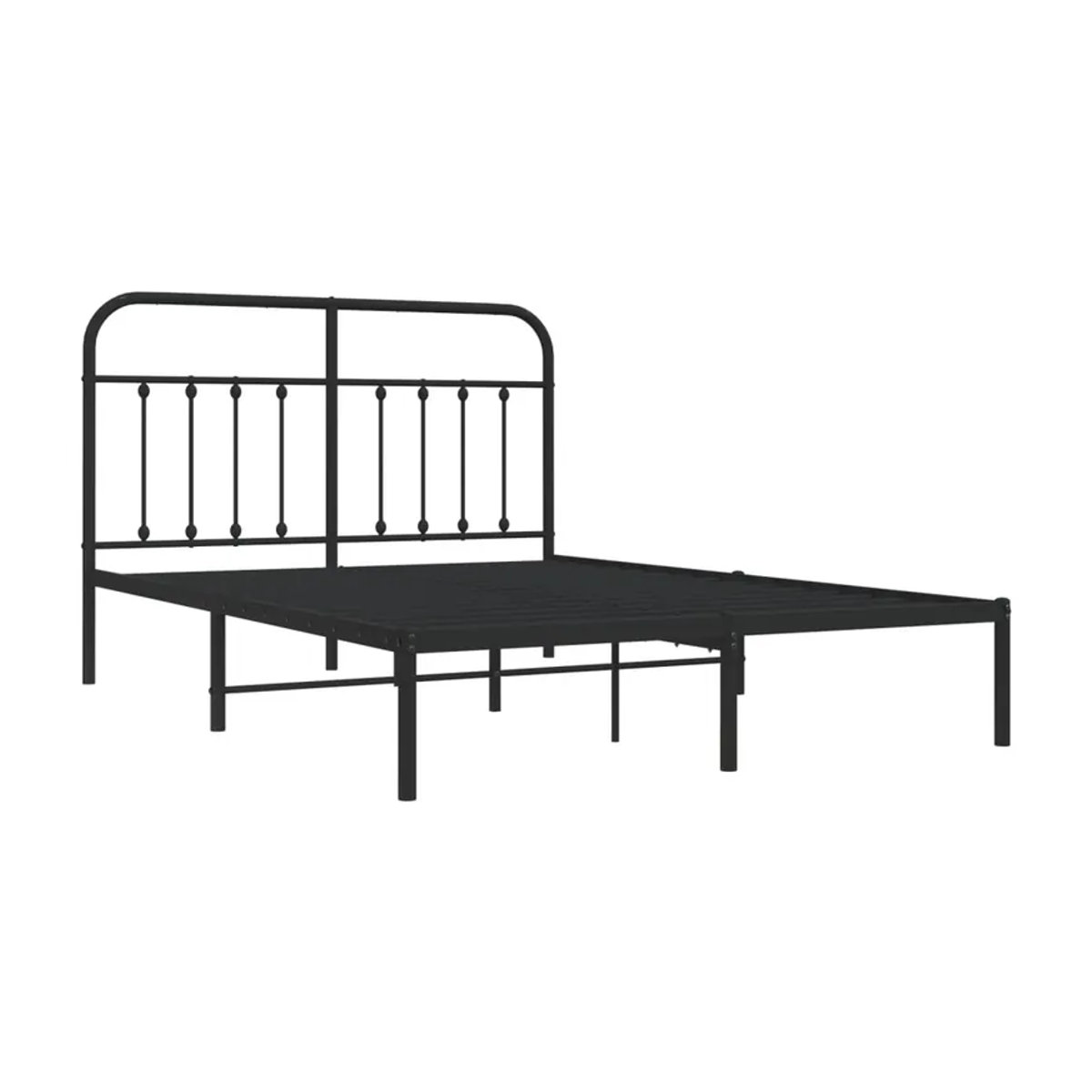 Vidaxl Metall-Bettgestell mit Kopfteil in Schwarz, B/T/H: 140 x 190 cm - Bild 2