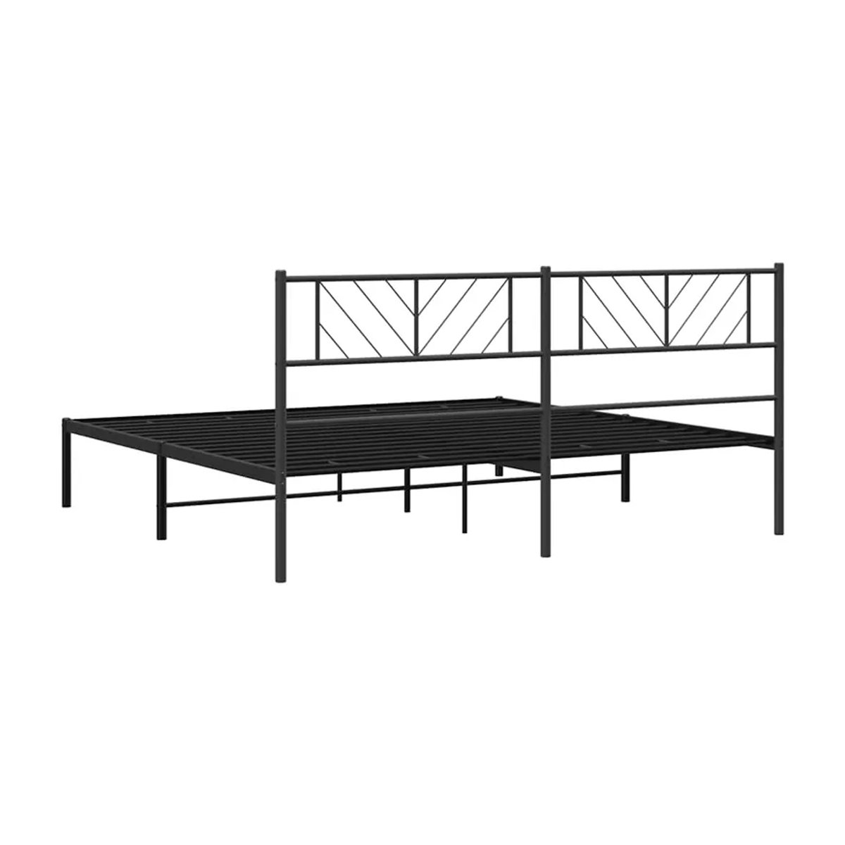 Vidaxl Metall-Bettgestell mit Kopfteil in Schwarz, B/T/H: 193 x 203 cm - Bild 2