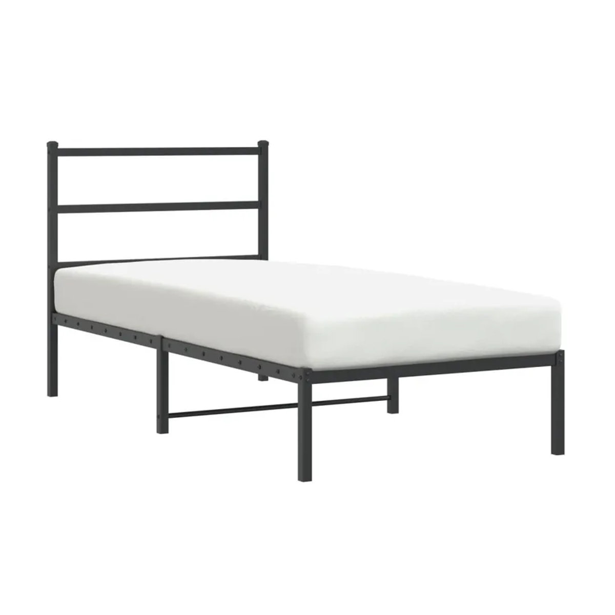 Vidaxl Metall-Bettgestell mit Kopfteil in Schwarz, B/T/H: 90 x 200 cm - Bild 2