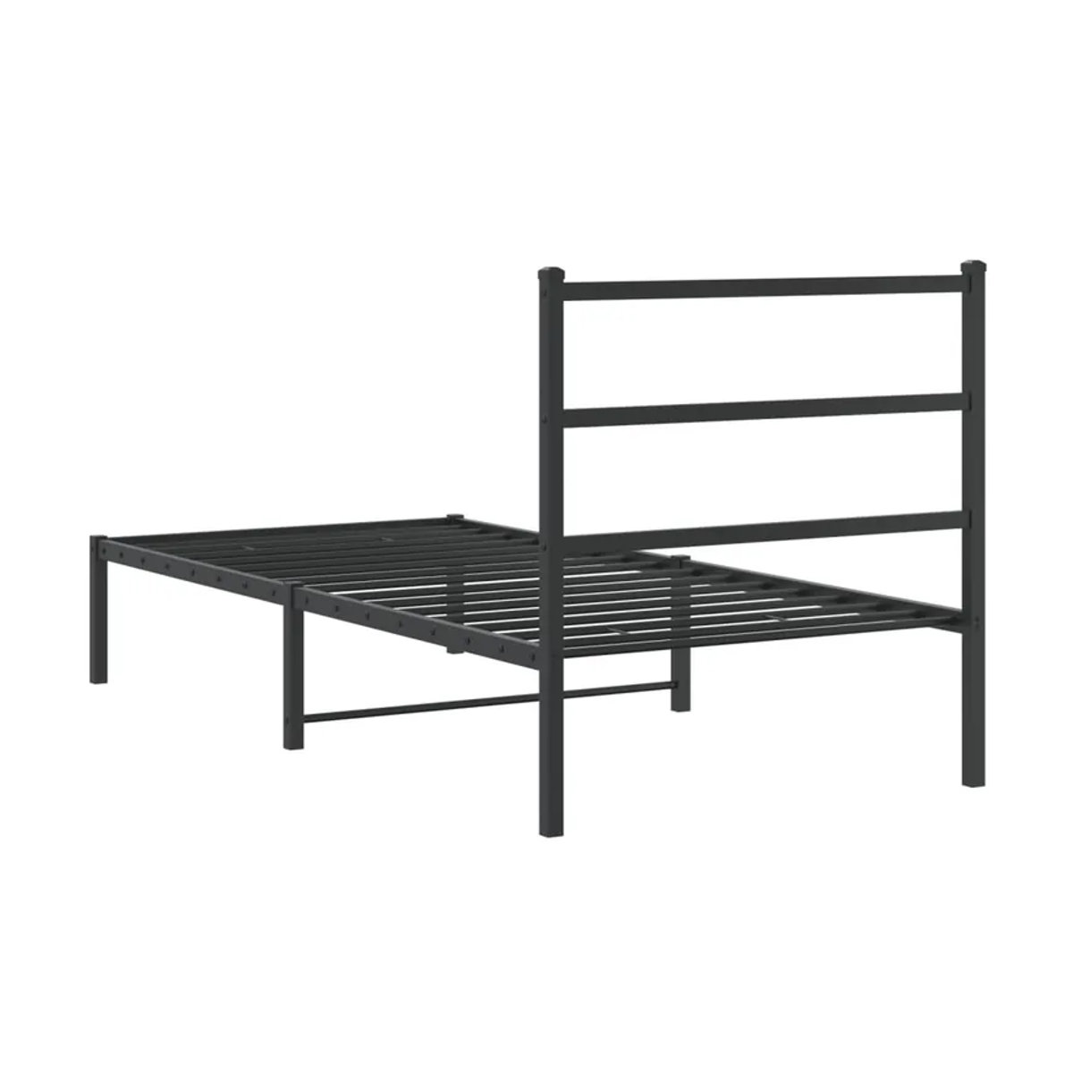 Vidaxl Metall-Bettgestell mit Kopfteil in Schwarz, B/T/H: 90 x 200 cm - Bild 5