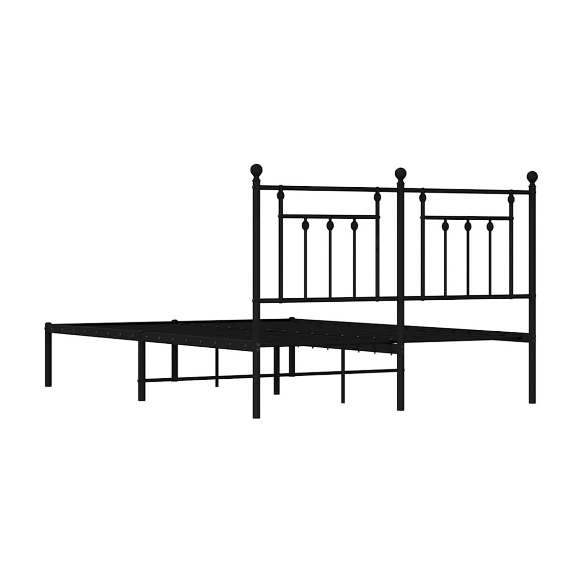 Vidaxl Metall-Bettgestell mit Kopfteil in Schwarz im Industrial-Design, B/T: 140 x 190 cm - Bild 2