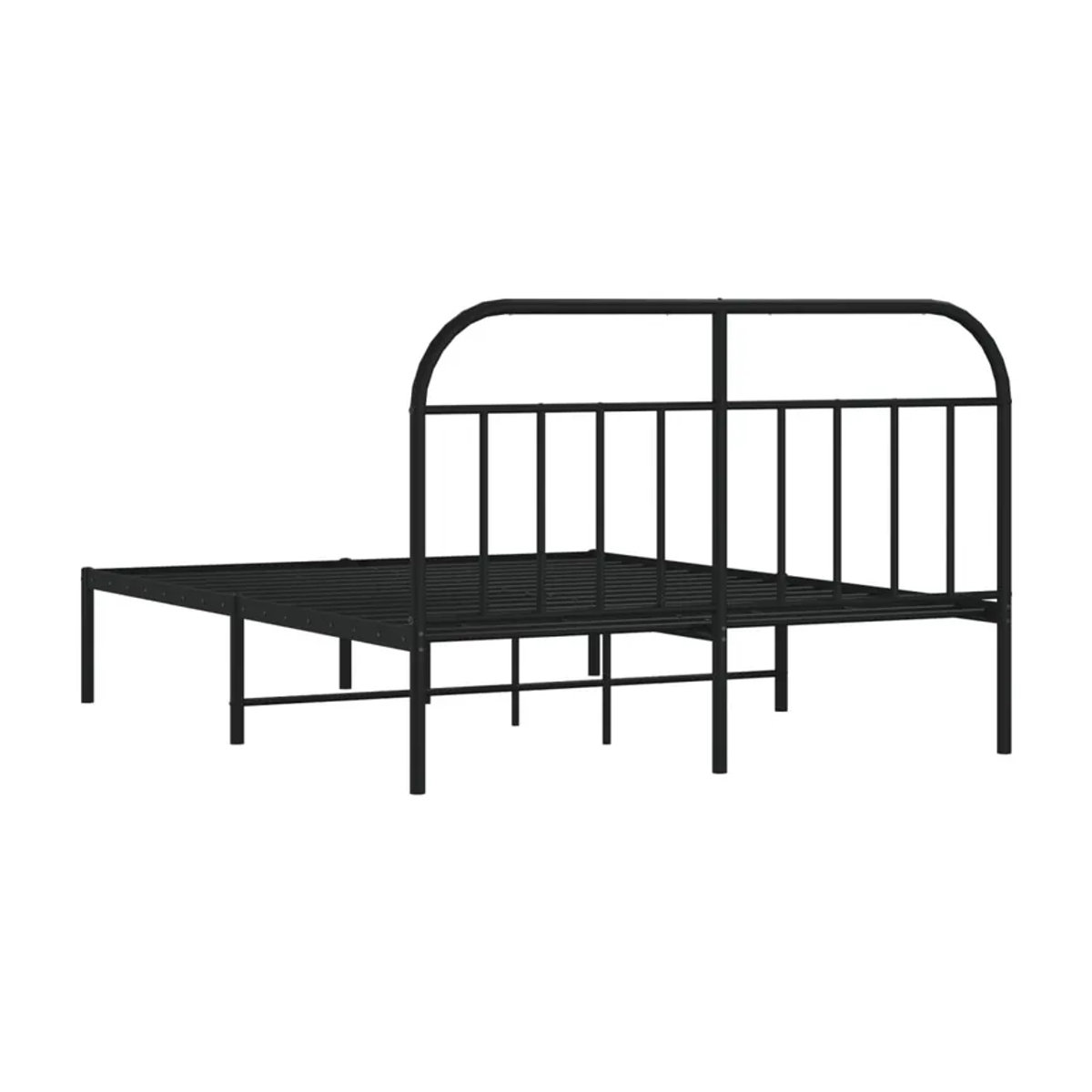 Vidaxl Metall-Bettgestell mit Kopfteil in Schwarz im Industrial-Design, B/T/H: 140 x 190 cm - Bild 2
