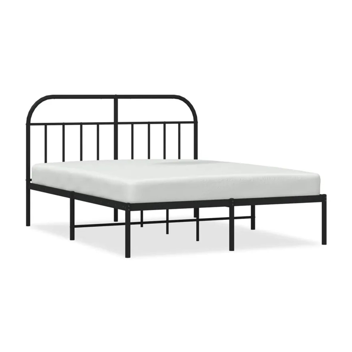 Vidaxl Metall-Bettgestell mit Kopfteil in Schwarz im Industrial-Design, B/T/H: 140 x 190 cm - Bild 3