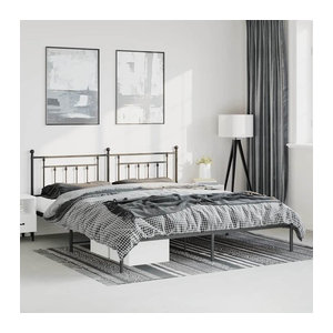 Vidaxl Metall-Bettgestell mit Kopfteil in Schwarz im Industrial-Design, B/T/H: 183 x 213 cm