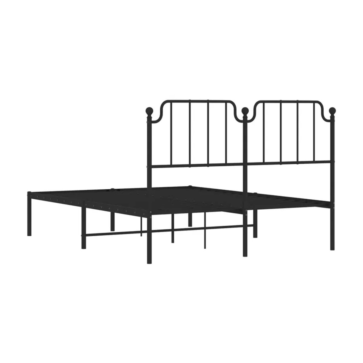 Vidaxl Metall-Bettgestell mit Kopfteil in Schwarz, klassisches Design aus Stahl, B/T/H: 140 x 190 cm - Bild 2