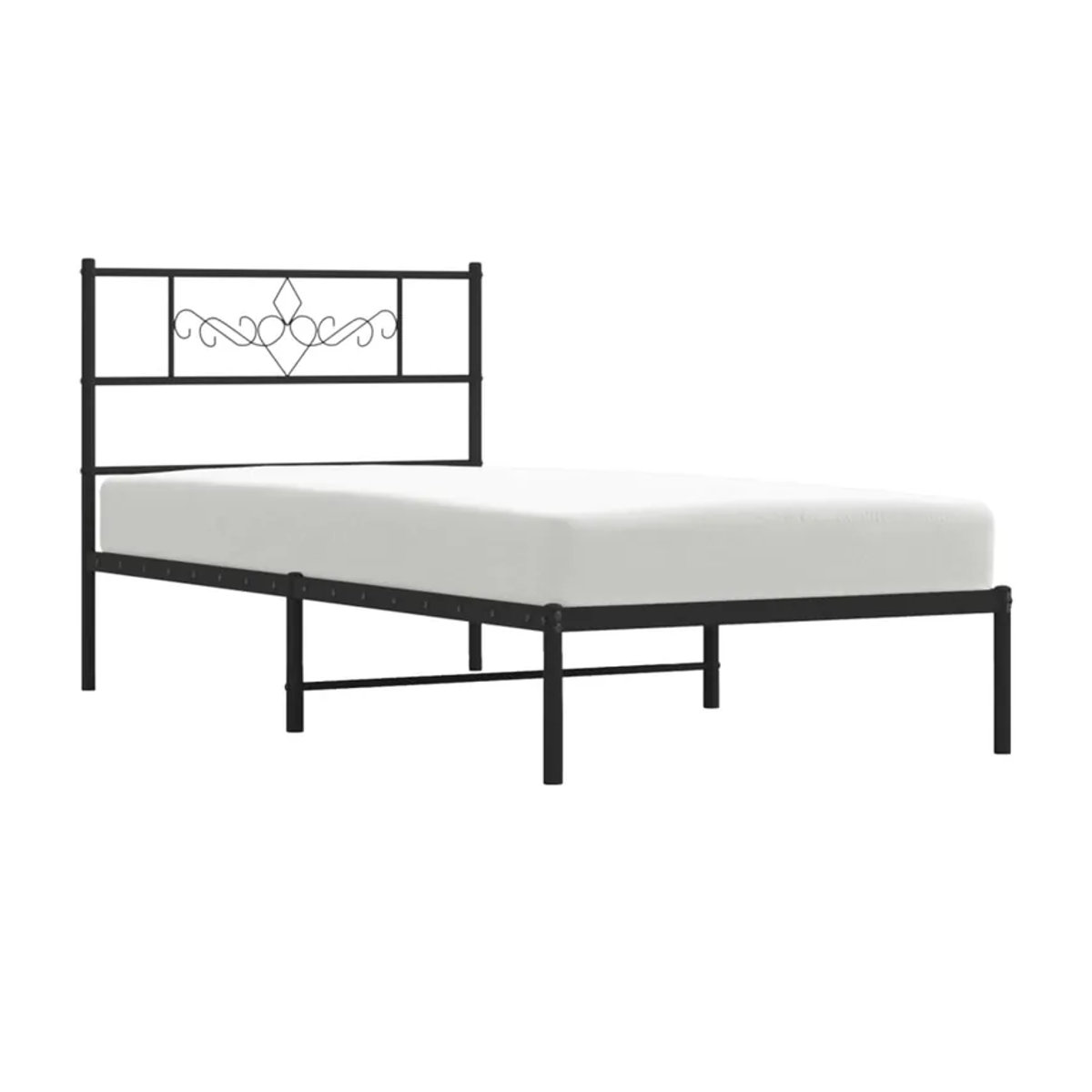 Vidaxl Metall-Bettgestell mit Kopfteil in Schwarz, klassisches Design aus Stahl, B/T/H: 90 x 200 cm - Bild 2